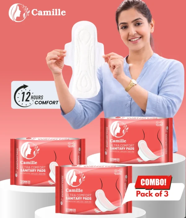 Camille cotton soft sanitary pads_Pack of 3