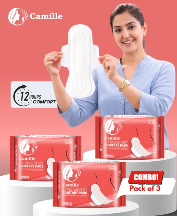 Camille cotton soft sanitary pads_Pack of 3