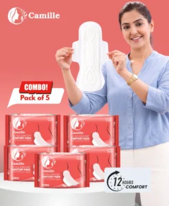 Buy Camille rash free sanitary pads with cotton soft top layer